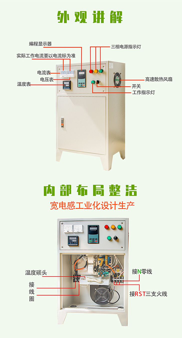 20/30/40/50/60kW電磁加熱電柜外觀(guān)與內(nèi)部結(jié)構(gòu)